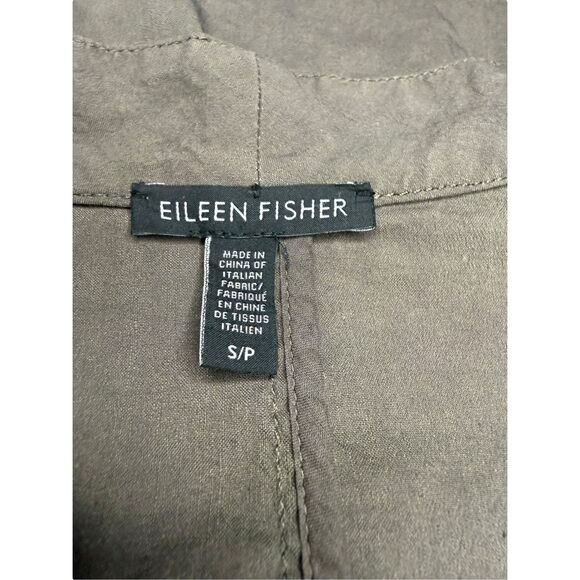 Eileen Fisher Women’s Small High Collar Peplum Jacket Gray Linen Blend Pockets - Picture 6 of 8
